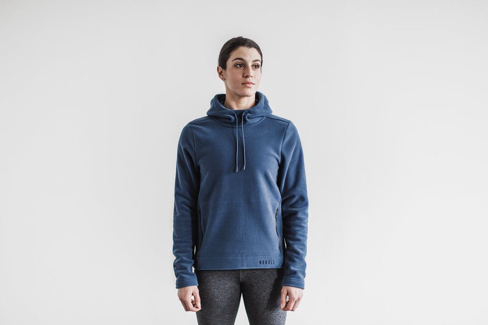 NOBULL Arctic Pullover Kapüşonlu Sweatshirt Bayan - Mavi - Turkiye (JNI-308591)